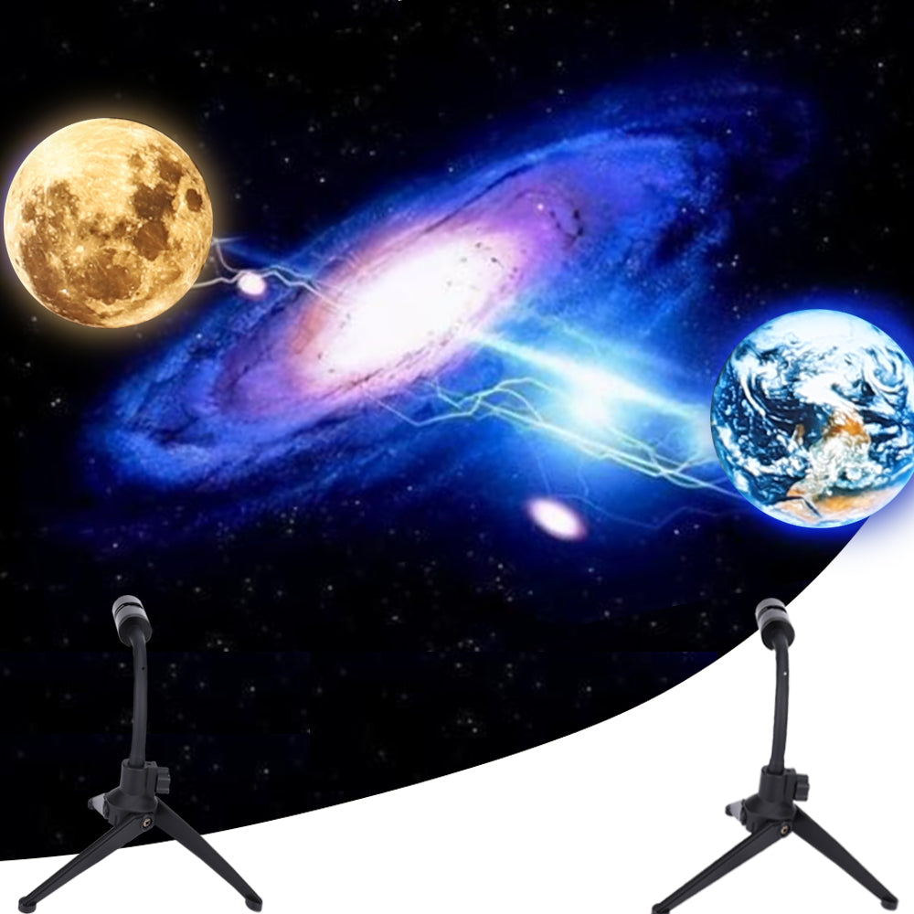 Projecteur Lune & Terre — vue du pied et de la tête orientable
